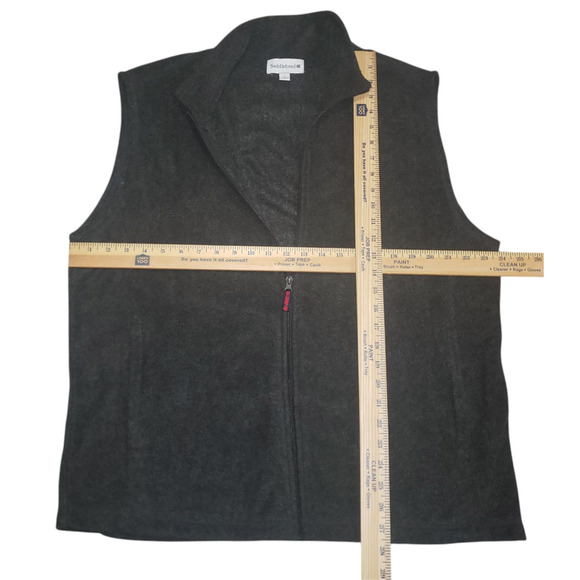 Mens Gray Zip-Up Fleece Vest Large Full Zip Minimalist Outdoor Casual Style - Picture 6 of 7